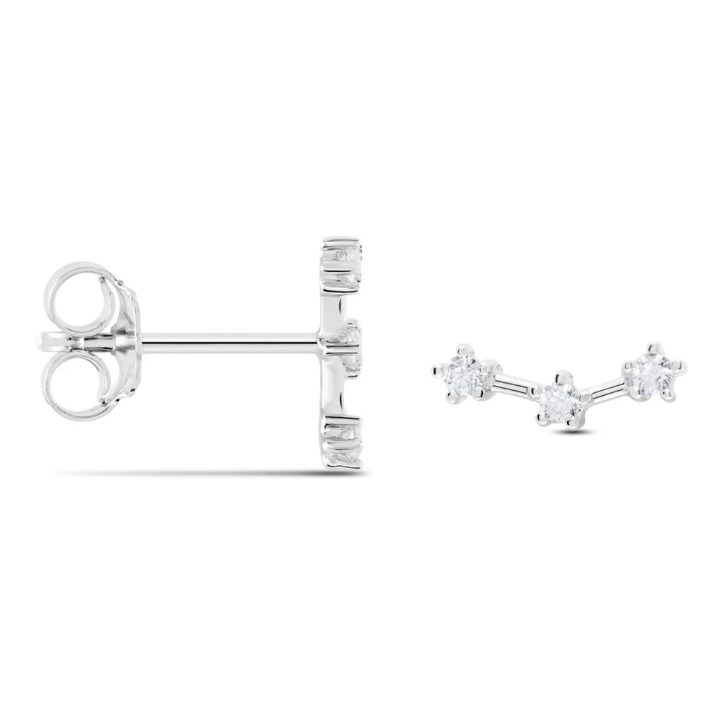 Boucles D'oreilles Puces Allegra Argent Blanc Oxyde De Zirconium 4 Boucles D'oreilles Puces Allegra Argent Blanc Oxyde De Zirconium – Image 2
