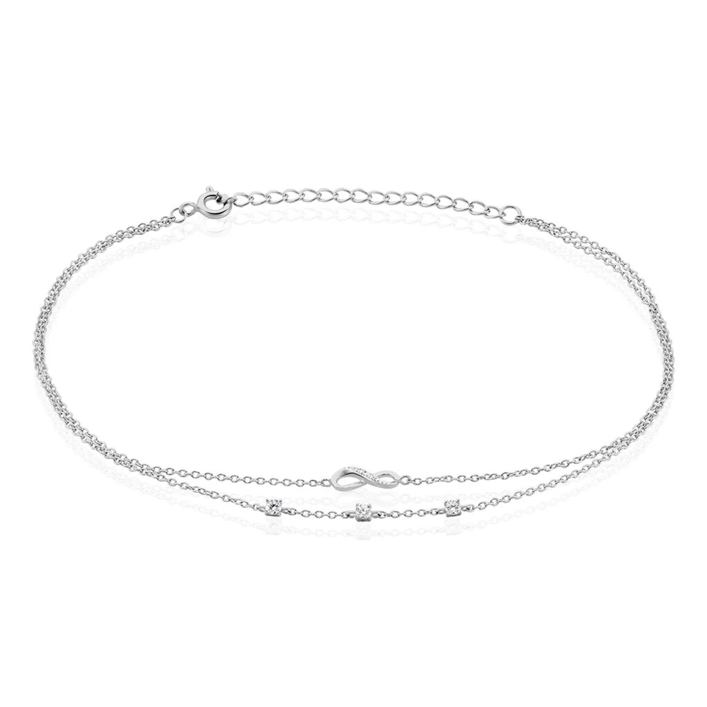 Chaîne De Cheville Aurelio Argent Blanc Oxyde De Zirconium 3 Chaîne De Cheville Aurelio Argent Blanc Oxyde De Zirconium