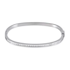 Bracelet Jonc Nagnouma Acier Blanc Oxyde De Zirconium