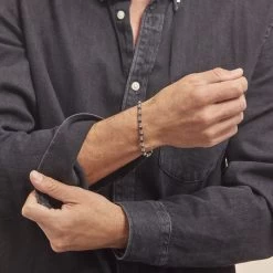 Bracelet Acier Blanc Et Rose Et Ceramique Noire Baudouin -Bijouterie primée. FIBH2W0198 model1