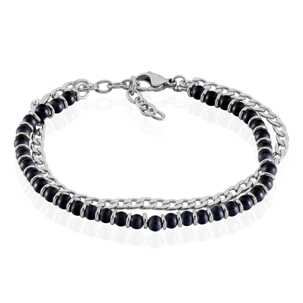 Bracelet Magalos Acier Blanc Onyx 3 Bracelet Magalos Acier Blanc Onyx