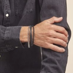 Bracelet Acier Blanc Juult Pierres De Lave -Bijouterie primée. FIBHBXN069 model0