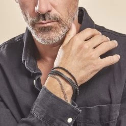 Bracelet Acier Blanc Juult Pierres De Lave -Bijouterie primée. FIBHBXN069 model1