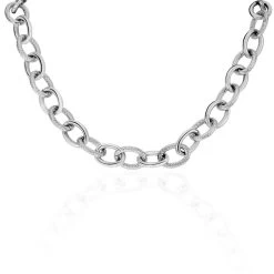 Collier Aelia Maille Alternee Acier Blanc