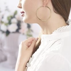 Créoles Creolia Acier Jaune -Bijouterie primée. FIOFJW0071 model0