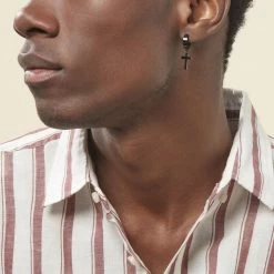 Créole Unitaire Acier Noir Feodor -Bijouterie primée. FIOHGWN001 model0