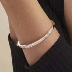 Bracelet Jonc Frieda Plaqué Or Jaune Oxyde De Zirconium -Bijouterie primée. FQBFJZW167 model1