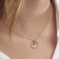 Collier Amalthea Plaqué Or Doré Aventurine Vert -Bijouterie primée. FQCFJAV005 model1