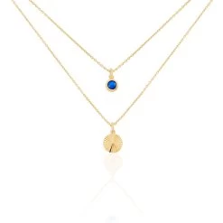 Collier Cartina Plaqué Or Jaune Pierre De Synthese