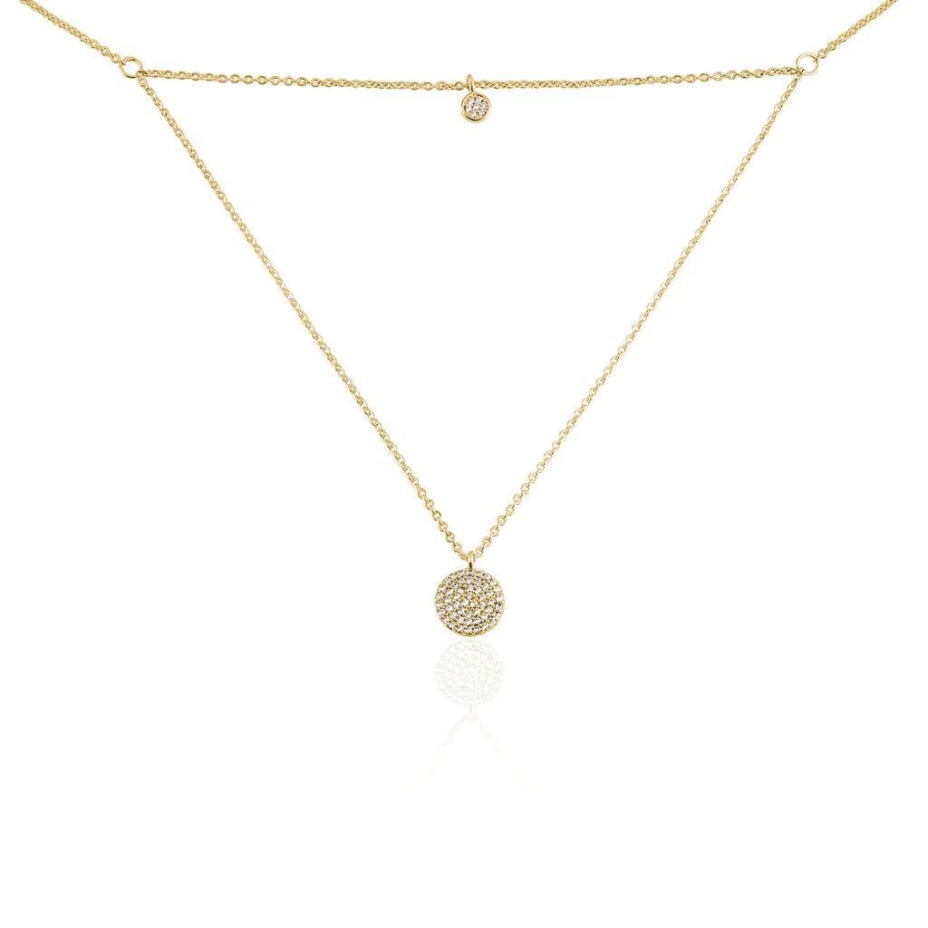 Collier Plaqué Or Jaune Dev Oxyde De Zirconium 3 Collier Plaqué Or Jaune Dev Oxyde De Zirconium