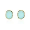 Boucles D'oreilles Puces Leeve Plaqué Or Jaune Amazonite Oxyde