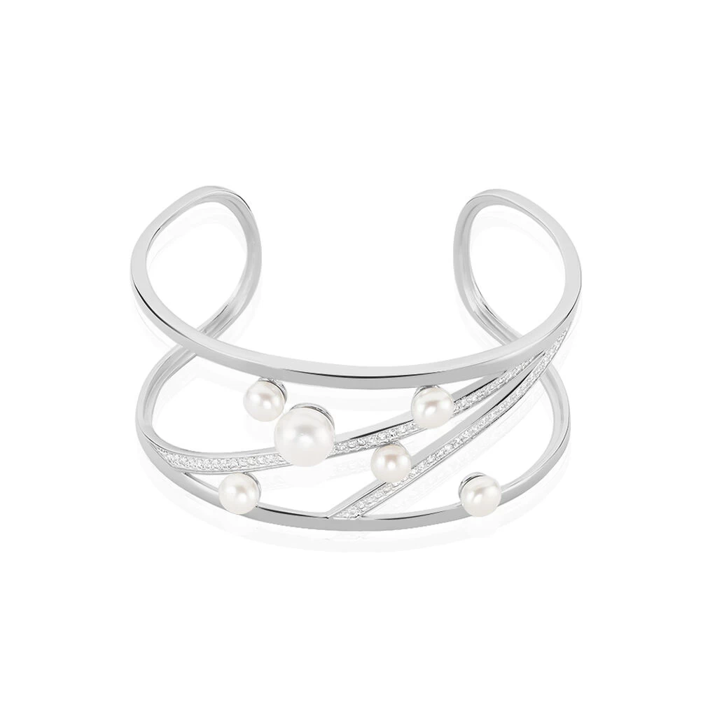 Bracelet Jonc Nissi Argent Blanc Perle De Culture Oxyde De Zirconium 3 Bracelet Jonc Nissi Argent Blanc Perle De Culture Oxyde De Zirconium