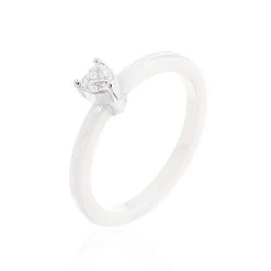 Bague Cacilia Argent Blanc Céramique Et Oxyde De Zirconium