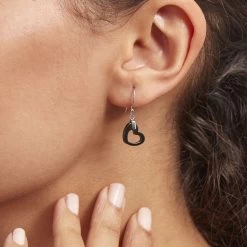 Boucles D'oreilles Pendantes Alena Argent Blanc Céramique Et Oxyde -Bijouterie primée. MAOFBXN056 model0